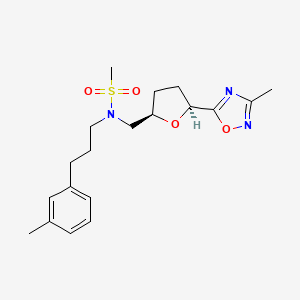 molecular formula C19H27N3O4S B6865128 N-[[(2R,5S)-5-(3-methyl-1,2,4-oxadiazol-5-yl)oxolan-2-yl]methyl]-N-[3-(3-methylphenyl)propyl]methanesulfonamide 