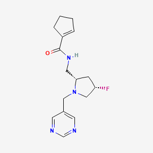 molecular formula C16H21FN4O B6865137 N-[[(2S,4S)-4-fluoro-1-(pyrimidin-5-ylmethyl)pyrrolidin-2-yl]methyl]cyclopentene-1-carboxamide 