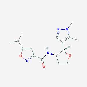 molecular formula C16H22N4O3 B6865155 N-[(2R,3S)-2-(1,5-dimethylpyrazol-4-yl)oxolan-3-yl]-5-propan-2-yl-1,2-oxazole-3-carboxamide 