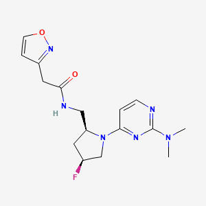 molecular formula C16H21FN6O2 B6865168 N-[[(2S,4S)-1-[2-(dimethylamino)pyrimidin-4-yl]-4-fluoropyrrolidin-2-yl]methyl]-2-(1,2-oxazol-3-yl)acetamide 