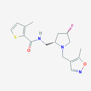 molecular formula C16H20FN3O2S B6865183 N-[[(2S,4S)-4-fluoro-1-[(5-methyl-1,2-oxazol-4-yl)methyl]pyrrolidin-2-yl]methyl]-3-methylthiophene-2-carboxamide 