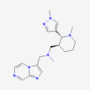 molecular formula C19H27N7 B6865325 N-(imidazo[1,2-a]pyrazin-3-ylmethyl)-N-methyl-1-[(2R,3S)-1-methyl-2-(1-methylpyrazol-4-yl)piperidin-3-yl]methanamine 