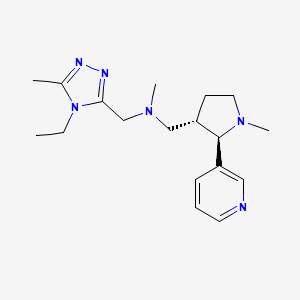 molecular formula C18H28N6 B6865423 N-[(4-ethyl-5-methyl-1,2,4-triazol-3-yl)methyl]-N-methyl-1-[(2R,3S)-1-methyl-2-pyridin-3-ylpyrrolidin-3-yl]methanamine 