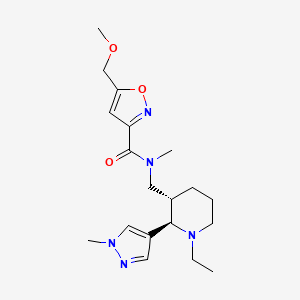 molecular formula C19H29N5O3 B6865508 N-[[(2R,3S)-1-ethyl-2-(1-methylpyrazol-4-yl)piperidin-3-yl]methyl]-5-(methoxymethyl)-N-methyl-1,2-oxazole-3-carboxamide 