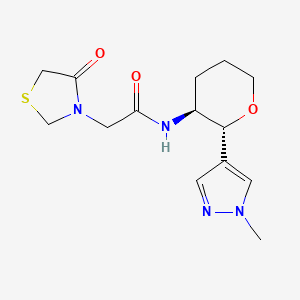molecular formula C14H20N4O3S B6865537 N-[(2R,3S)-2-(1-methylpyrazol-4-yl)oxan-3-yl]-2-(4-oxo-1,3-thiazolidin-3-yl)acetamide 