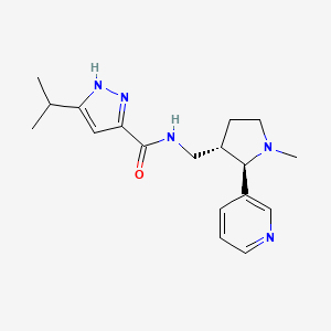 molecular formula C18H25N5O B6865549 N-[[(2R,3S)-1-methyl-2-pyridin-3-ylpyrrolidin-3-yl]methyl]-5-propan-2-yl-1H-pyrazole-3-carboxamide 