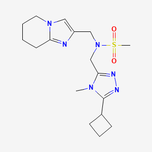 molecular formula C17H26N6O2S B6865583 N-[(5-cyclobutyl-4-methyl-1,2,4-triazol-3-yl)methyl]-N-(5,6,7,8-tetrahydroimidazo[1,2-a]pyridin-2-ylmethyl)methanesulfonamide 