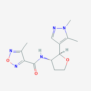 molecular formula C13H17N5O3 B6865626 N-[(2R,3S)-2-(1,5-dimethylpyrazol-4-yl)oxolan-3-yl]-4-methyl-1,2,5-oxadiazole-3-carboxamide 