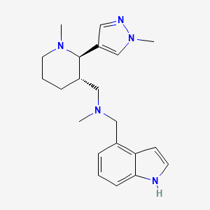 molecular formula C21H29N5 B6865627 N-(1H-indol-4-ylmethyl)-N-methyl-1-[(2R,3S)-1-methyl-2-(1-methylpyrazol-4-yl)piperidin-3-yl]methanamine 