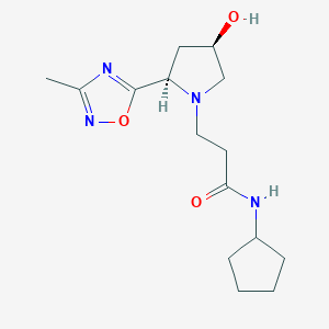 molecular formula C15H24N4O3 B6865653 N-cyclopentyl-3-[(2R,4R)-4-hydroxy-2-(3-methyl-1,2,4-oxadiazol-5-yl)pyrrolidin-1-yl]propanamide 