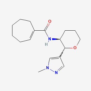 molecular formula C17H25N3O2 B6865709 N-[(2R,3S)-2-(1-methylpyrazol-4-yl)oxan-3-yl]cycloheptene-1-carboxamide 