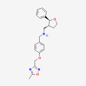 molecular formula C22H25N3O3 B6865767 N-[[4-[(5-methyl-1,2,4-oxadiazol-3-yl)methoxy]phenyl]methyl]-1-[(2S,3R)-2-phenyloxolan-3-yl]methanamine 