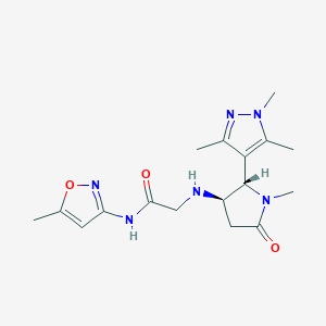 molecular formula C17H24N6O3 B6865784 N-(5-methyl-1,2-oxazol-3-yl)-2-[[(2S,3R)-1-methyl-5-oxo-2-(1,3,5-trimethylpyrazol-4-yl)pyrrolidin-3-yl]amino]acetamide 