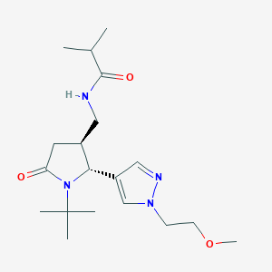 molecular formula C19H32N4O3 B6865825 N-[[(2R,3S)-1-tert-butyl-2-[1-(2-methoxyethyl)pyrazol-4-yl]-5-oxopyrrolidin-3-yl]methyl]-2-methylpropanamide 