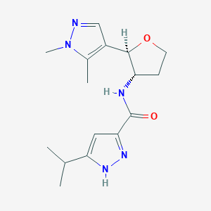 molecular formula C16H23N5O2 B6865835 N-[(2R,3S)-2-(1,5-dimethylpyrazol-4-yl)oxolan-3-yl]-5-propan-2-yl-1H-pyrazole-3-carboxamide 