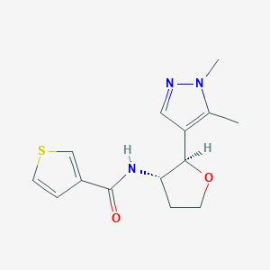 molecular formula C14H17N3O2S B6865851 N-[(2R,3S)-2-(1,5-dimethylpyrazol-4-yl)oxolan-3-yl]thiophene-3-carboxamide 
