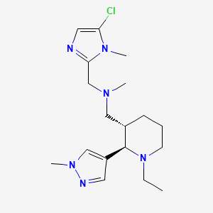 molecular formula C18H29ClN6 B6865852 N-[(5-chloro-1-methylimidazol-2-yl)methyl]-1-[(2R,3S)-1-ethyl-2-(1-methylpyrazol-4-yl)piperidin-3-yl]-N-methylmethanamine 
