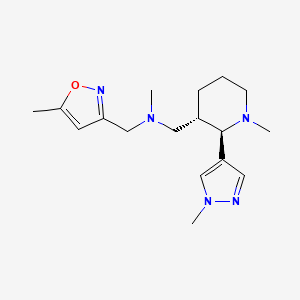 molecular formula C17H27N5O B6865873 N-methyl-1-[(2R,3S)-1-methyl-2-(1-methylpyrazol-4-yl)piperidin-3-yl]-N-[(5-methyl-1,2-oxazol-3-yl)methyl]methanamine 