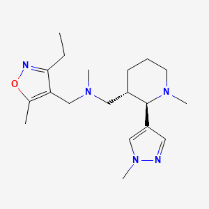 molecular formula C19H31N5O B6865982 N-[(3-ethyl-5-methyl-1,2-oxazol-4-yl)methyl]-N-methyl-1-[(2R,3S)-1-methyl-2-(1-methylpyrazol-4-yl)piperidin-3-yl]methanamine 