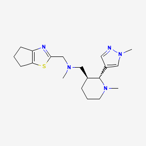 molecular formula C19H29N5S B6866128 N-(5,6-dihydro-4H-cyclopenta[d][1,3]thiazol-2-ylmethyl)-N-methyl-1-[(2R,3S)-1-methyl-2-(1-methylpyrazol-4-yl)piperidin-3-yl]methanamine 