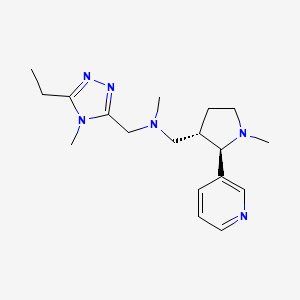 molecular formula C18H28N6 B6866146 N-[(5-ethyl-4-methyl-1,2,4-triazol-3-yl)methyl]-N-methyl-1-[(2R,3S)-1-methyl-2-pyridin-3-ylpyrrolidin-3-yl]methanamine 