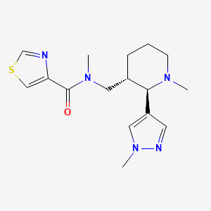 molecular formula C16H23N5OS B6866404 N-methyl-N-[[(2R,3S)-1-methyl-2-(1-methylpyrazol-4-yl)piperidin-3-yl]methyl]-1,3-thiazole-4-carboxamide 