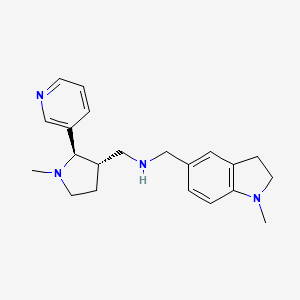 molecular formula C21H28N4 B6866456 N-[(1-methyl-2,3-dihydroindol-5-yl)methyl]-1-[(2R,3S)-1-methyl-2-pyridin-3-ylpyrrolidin-3-yl]methanamine 