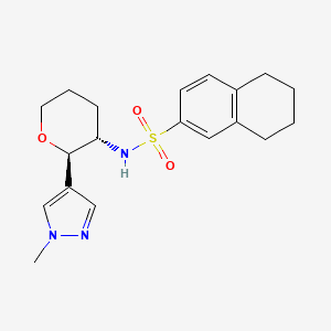 molecular formula C19H25N3O3S B6866528 N-[(2R,3S)-2-(1-methylpyrazol-4-yl)oxan-3-yl]-5,6,7,8-tetrahydronaphthalene-2-sulfonamide 
