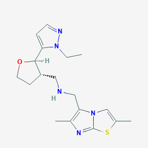 molecular formula C18H25N5OS B6866564 N-[(2,6-dimethylimidazo[2,1-b][1,3]thiazol-5-yl)methyl]-1-[(2R,3S)-2-(2-ethylpyrazol-3-yl)oxolan-3-yl]methanamine 