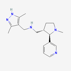 molecular formula C17H25N5 B6866571 N-[(3,5-dimethyl-1H-pyrazol-4-yl)methyl]-1-[(2R,3S)-1-methyl-2-pyridin-3-ylpyrrolidin-3-yl]methanamine 
