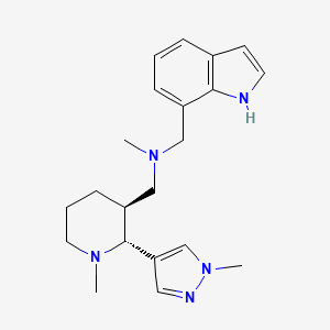 molecular formula C21H29N5 B6866605 N-(1H-indol-7-ylmethyl)-N-methyl-1-[(2R,3S)-1-methyl-2-(1-methylpyrazol-4-yl)piperidin-3-yl]methanamine 