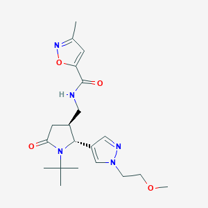 molecular formula C20H29N5O4 B6866714 N-[[(2R,3S)-1-tert-butyl-2-[1-(2-methoxyethyl)pyrazol-4-yl]-5-oxopyrrolidin-3-yl]methyl]-3-methyl-1,2-oxazole-5-carboxamide 