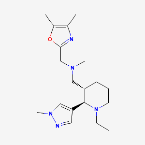 molecular formula C19H31N5O B6866855 N-[(4,5-dimethyl-1,3-oxazol-2-yl)methyl]-1-[(2R,3S)-1-ethyl-2-(1-methylpyrazol-4-yl)piperidin-3-yl]-N-methylmethanamine 