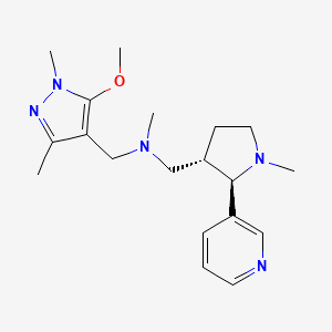 molecular formula C19H29N5O B6866868 N-[(5-methoxy-1,3-dimethylpyrazol-4-yl)methyl]-N-methyl-1-[(2R,3S)-1-methyl-2-pyridin-3-ylpyrrolidin-3-yl]methanamine 