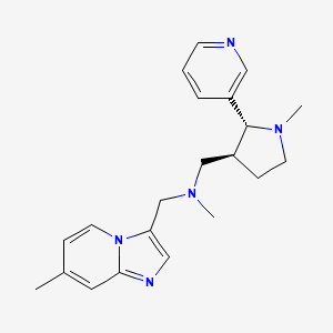 molecular formula C21H27N5 B6866913 N-methyl-N-[(7-methylimidazo[1,2-a]pyridin-3-yl)methyl]-1-[(2R,3S)-1-methyl-2-pyridin-3-ylpyrrolidin-3-yl]methanamine 