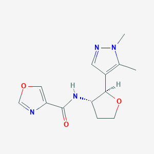 molecular formula C13H16N4O3 B6866980 N-[(2R,3S)-2-(1,5-dimethylpyrazol-4-yl)oxolan-3-yl]-1,3-oxazole-4-carboxamide 