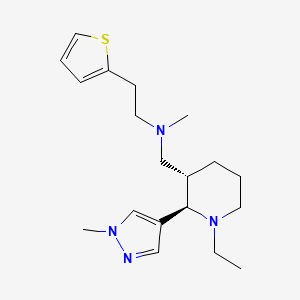 molecular formula C19H30N4S B6867001 N-[[(2R,3S)-1-ethyl-2-(1-methylpyrazol-4-yl)piperidin-3-yl]methyl]-N-methyl-2-thiophen-2-ylethanamine 