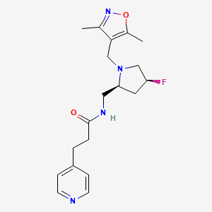 molecular formula C19H25FN4O2 B6867036 N-[[(2S,4S)-1-[(3,5-dimethyl-1,2-oxazol-4-yl)methyl]-4-fluoropyrrolidin-2-yl]methyl]-3-pyridin-4-ylpropanamide 