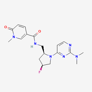 molecular formula C18H23FN6O2 B6867039 N-[[(2S,4S)-1-[2-(dimethylamino)pyrimidin-4-yl]-4-fluoropyrrolidin-2-yl]methyl]-1-methyl-6-oxopyridine-3-carboxamide 