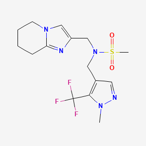 molecular formula C15H20F3N5O2S B6867054 N-[[1-methyl-5-(trifluoromethyl)pyrazol-4-yl]methyl]-N-(5,6,7,8-tetrahydroimidazo[1,2-a]pyridin-2-ylmethyl)methanesulfonamide 