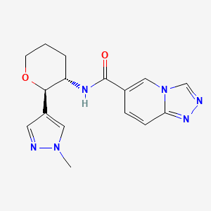 molecular formula C16H18N6O2 B6867085 N-[(2R,3S)-2-(1-methylpyrazol-4-yl)oxan-3-yl]-[1,2,4]triazolo[4,3-a]pyridine-6-carboxamide 