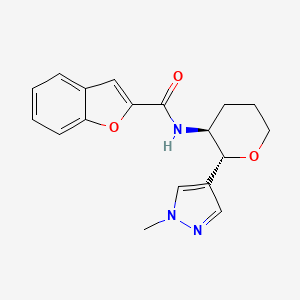 molecular formula C18H19N3O3 B6867095 N-[(2R,3S)-2-(1-methylpyrazol-4-yl)oxan-3-yl]-1-benzofuran-2-carboxamide 