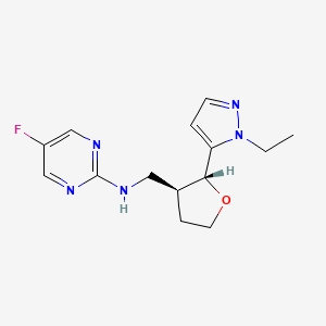 molecular formula C14H18FN5O B6867124 N-[[(2R,3S)-2-(2-ethylpyrazol-3-yl)oxolan-3-yl]methyl]-5-fluoropyrimidin-2-amine 