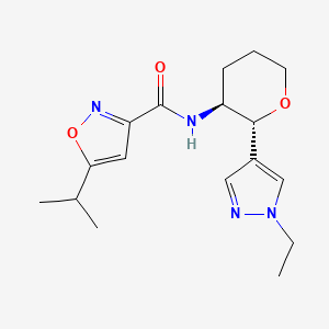 molecular formula C17H24N4O3 B6867191 N-[(2R,3S)-2-(1-ethylpyrazol-4-yl)oxan-3-yl]-5-propan-2-yl-1,2-oxazole-3-carboxamide 