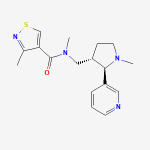 molecular formula C17H22N4OS B6867250 N,3-dimethyl-N-[[(2R,3S)-1-methyl-2-pyridin-3-ylpyrrolidin-3-yl]methyl]-1,2-thiazole-4-carboxamide 