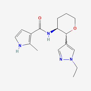 molecular formula C16H22N4O2 B6867319 N-[(2R,3S)-2-(1-ethylpyrazol-4-yl)oxan-3-yl]-2-methyl-1H-pyrrole-3-carboxamide 