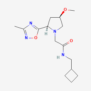 molecular formula C15H24N4O3 B6867323 N-(cyclobutylmethyl)-2-[(2R,4R)-4-methoxy-2-(3-methyl-1,2,4-oxadiazol-5-yl)pyrrolidin-1-yl]acetamide 