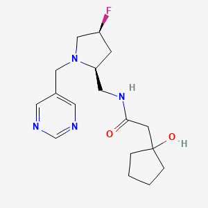 molecular formula C17H25FN4O2 B6867338 N-[[(2S,4S)-4-fluoro-1-(pyrimidin-5-ylmethyl)pyrrolidin-2-yl]methyl]-2-(1-hydroxycyclopentyl)acetamide 