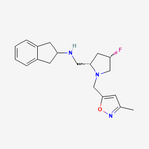 molecular formula C19H24FN3O B6867349 N-[[(2S,4S)-4-fluoro-1-[(3-methyl-1,2-oxazol-5-yl)methyl]pyrrolidin-2-yl]methyl]-2,3-dihydro-1H-inden-2-amine 