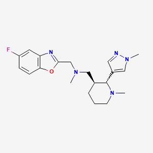 molecular formula C20H26FN5O B6867356 N-[(5-fluoro-1,3-benzoxazol-2-yl)methyl]-N-methyl-1-[(2R,3S)-1-methyl-2-(1-methylpyrazol-4-yl)piperidin-3-yl]methanamine 
